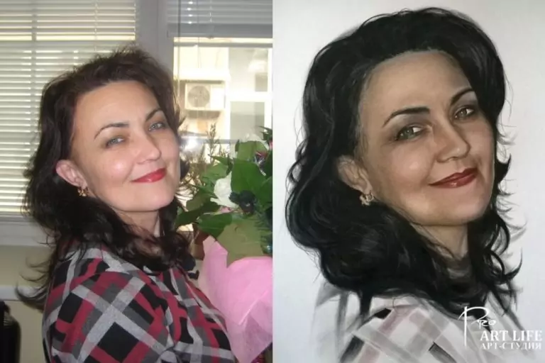 Женский портрет сухой кистью