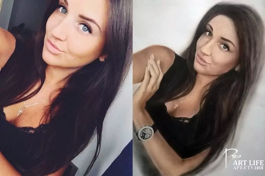 Цветной портрет в технике сухая кисть