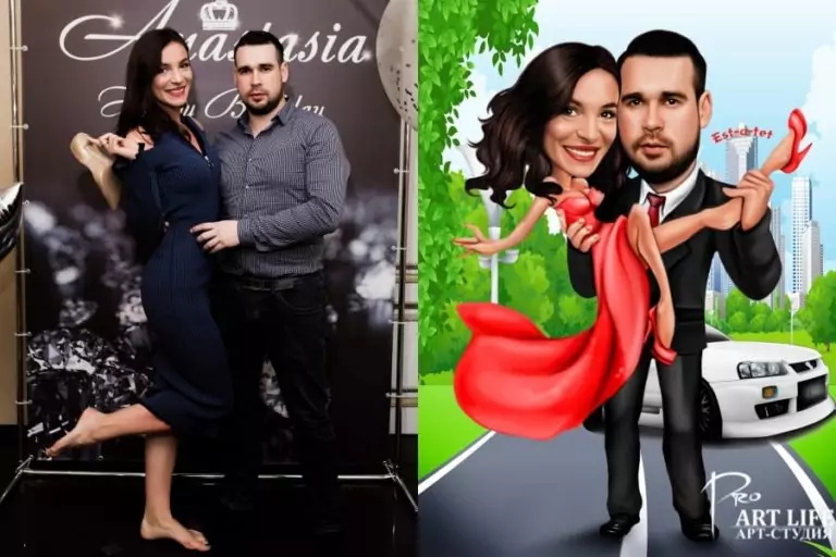 Шарж влюбленной пары