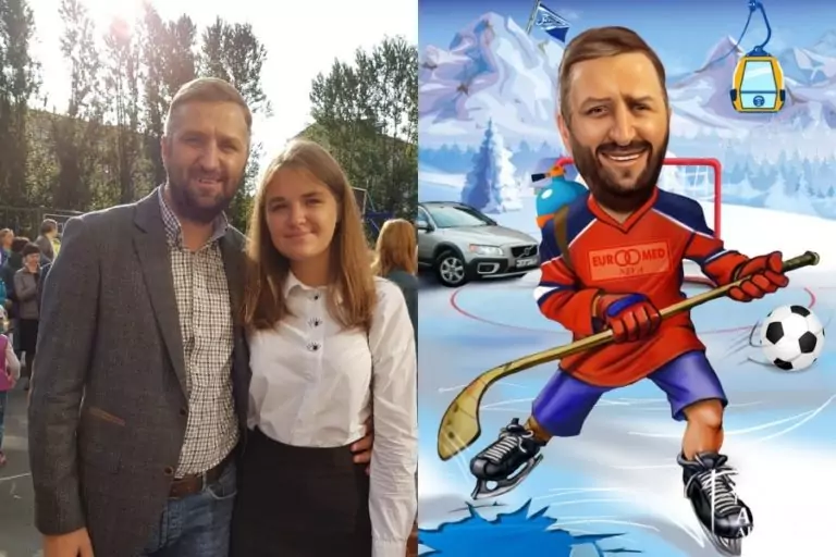 Шарж с сюжетом хоккеиста