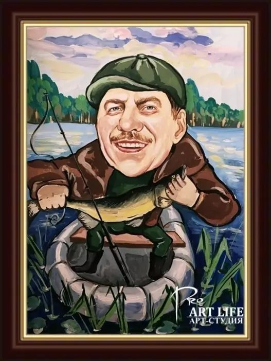 Шарж с сюжетом рыбалки
